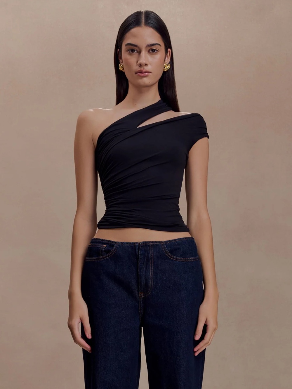 Meshki - Anna One Shoulder Modal Top - Black